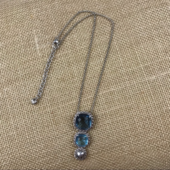 Brighton Joyful Necklace Blue Topaz Silver EUC - Picture 2 of 8